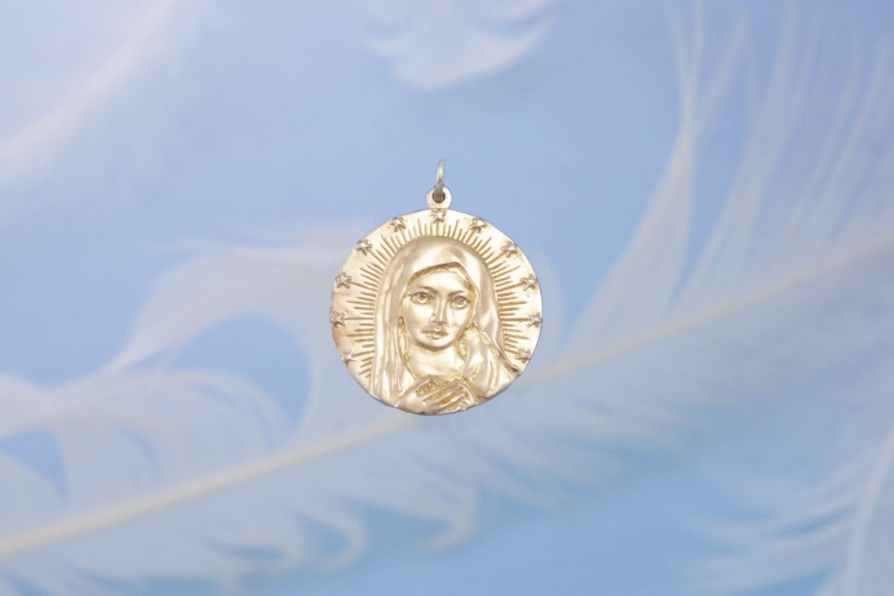 Mother Mary Gold Front Charm