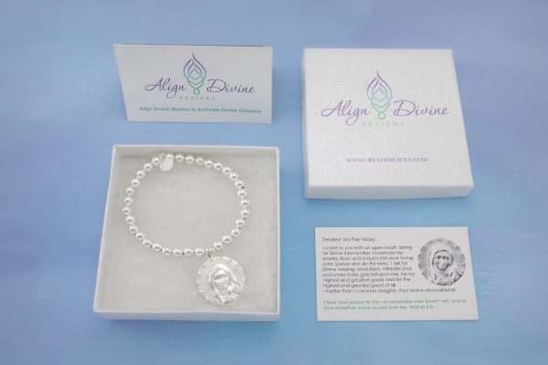 Mother Mary Silver Medium Ball Bracelet